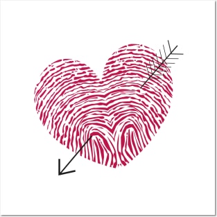Fingerprint heart with arrows Posters and Art